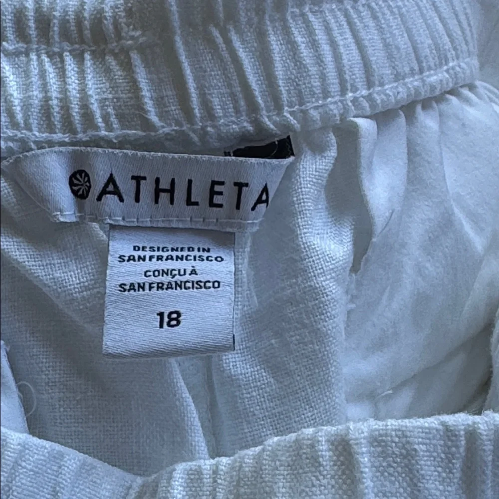 Athleta women’s 100% linen size 18‎ White Joggers
